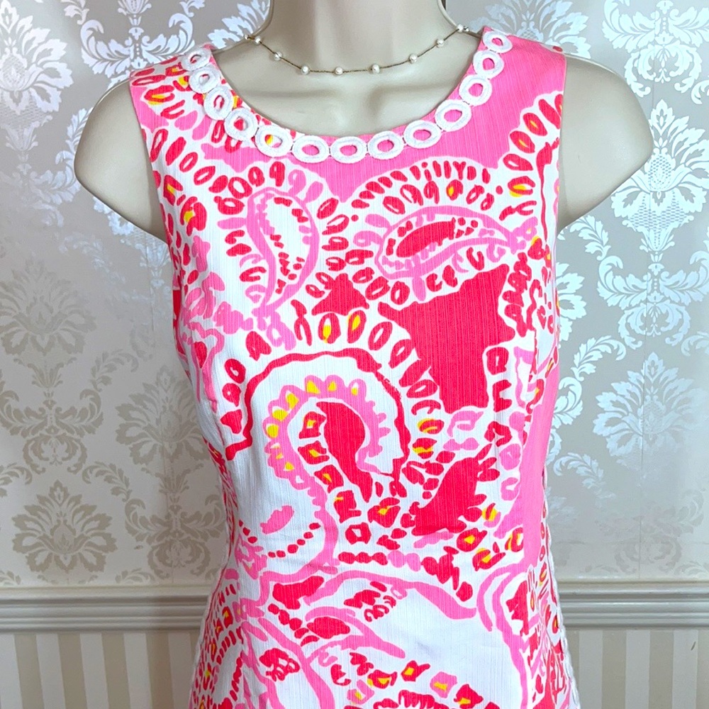 Lilly Pulitzer Pink and White Printed Sheath Dress - Picture 4 of 7